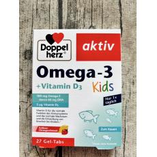 德國 雙心DOPPELHERZ, Omega-3 + Vitamin D3 Kids 27 Gel Tab兒童咀嚼片 德國代購